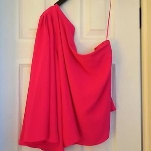 One sleeve magenta top